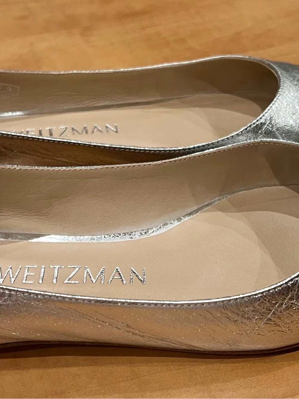Stuart Weitzman Silver Pointed Flats